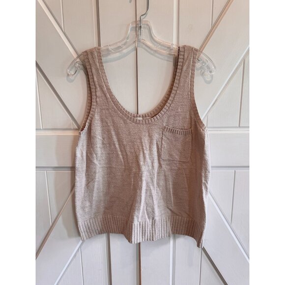 NWT LOFT Tan Knit Tank Top Sleeveless Roung Neck Womens Size Medium - Picture 1 of 8